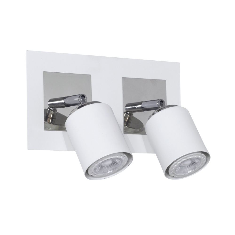 APLIQUE 2 LUCES BASE CUADRADA BLANCO/CROMO GU10